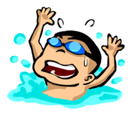 Likes swimming, a boy sticker #283297