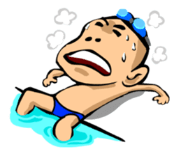 Likes swimming, a boy sticker #283300