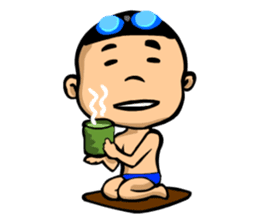 Likes swimming, a boy sticker #283303
