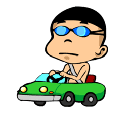 Likes swimming, a boy sticker #283304