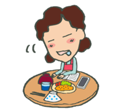 A battle of a boy and mother. sticker #288286