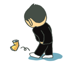 A battle of a boy and mother. sticker #288301