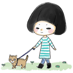 Mr.Cats and Maid girl loosely sticker