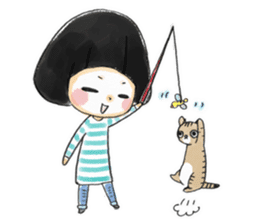 Mr.Cats and Maid girl loosely sticker sticker #313500