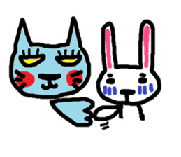 blue cat and blue human2 sticker #319176