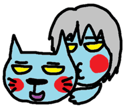 blue cat and blue human2 sticker #319182