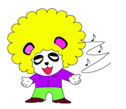 Slash and 3color Afro hear panda sticker #321107