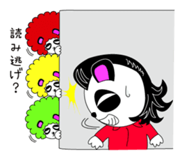 Slash and 3color Afro hear panda sticker #321111