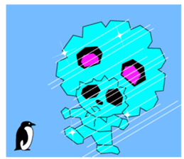 Slash and 3color Afro hear panda sticker #321113