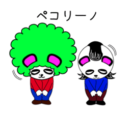 Slash and 3color Afro hear panda sticker #321116