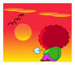 Slash and 3color Afro hear panda sticker #321121