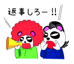 Slash and 3color Afro hear panda sticker #321123