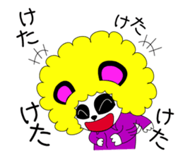 Slash and 3color Afro hear panda sticker #321124