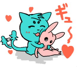 Nyan-Blue -Fun cute animal cat stamp sticker #334730