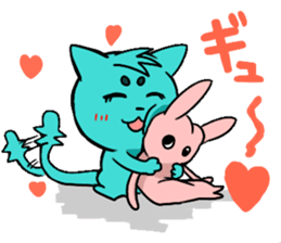 Nyan-Blue -Fun cute animal cat stamp sticker #334730