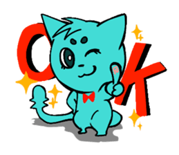Nyan-Blue -Fun cute animal cat stamp sticker #334740