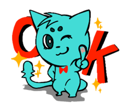 Nyan-Blue -Fun cute animal cat stamp sticker #334740