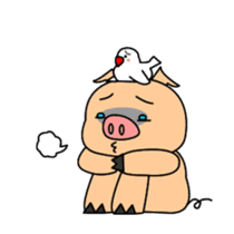 pig and rice bird sticker #343236