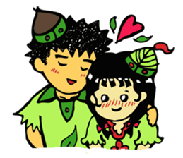 Lovely cat and dwarves "KOROPUKURUN" sticker #359670