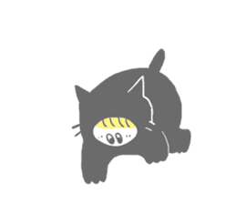 Strange sticker of cat black and white sticker #371700