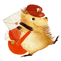 Hedgehog in the forest of mushroom