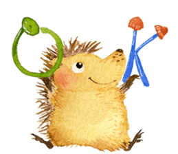 Hedgehog in the forest of mushroom sticker #372066