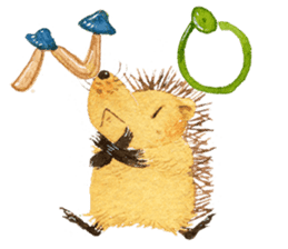 Hedgehog in the forest of mushroom sticker #372067
