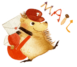 Hedgehog in the forest of mushroom sticker #372071