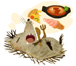 Hedgehog in the forest of mushroom sticker #372078