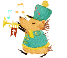 Hedgehog in the forest of mushroom sticker #372090