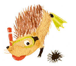 Hedgehog in the forest of mushroom sticker #372097