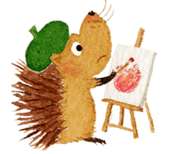 Hedgehog in the forest of mushroom sticker #372099