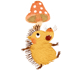 Hedgehog in the forest of mushroom sticker #372102