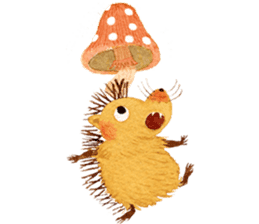 Hedgehog in the forest of mushroom sticker #372102