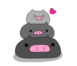 Black pig and peach pig sticker #376809