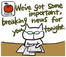 cat and apple4 sticker #379983