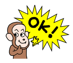 Beans lovely and cute monkey in English sticker #387189