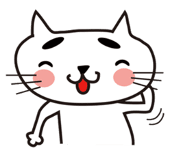 White cat with eyebrows sticker #395200