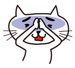 White cat with eyebrows sticker #395211