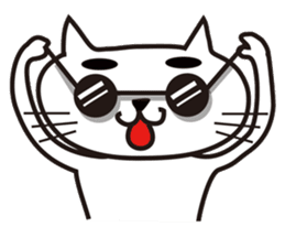 White cat with eyebrows sticker #395212