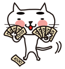 White cat with eyebrows sticker #395214