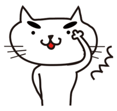 White cat with eyebrows sticker #395219