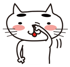 White cat with eyebrows sticker #395220