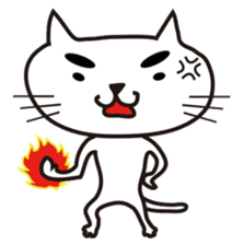 White cat with eyebrows sticker #395222