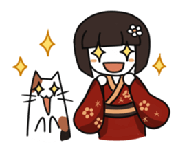 Umeko and cat 2 sticker #397953