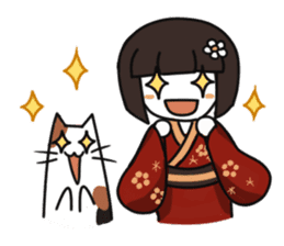Umeko and cat 2 sticker #397953