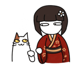 Umeko and cat 2 sticker #397954