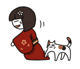 Umeko and cat 2 sticker #397958
