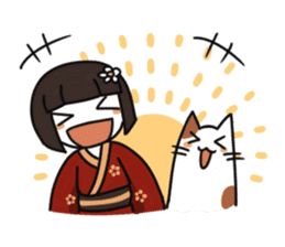 Umeko and cat 2 sticker #397969