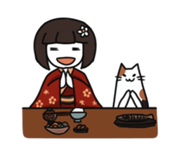 Umeko and cat 2 sticker #397970
